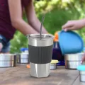 Insulated Sippy Cup Coffee Travel Mug 474ml Reusable Stainless Steel, Leakproof Durable Coffee Tumbler Thermal Cup for Adult water. 