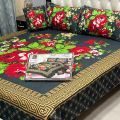 Bedsheet | High-Quality | Unique Design 4 PCS Panel Print 3D Crystal Cotton Bedsheet Set | 1 king size bed sheet 95*98 inch |2 pillow cases 19*29 inch | 1 cusion case 14*14 inch. 