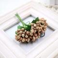 Mini Gold Artificial Stamen Bud Bouquet Leaf flowers For Home Garden Wedding Car Decoration Box Crafts Supplies. 