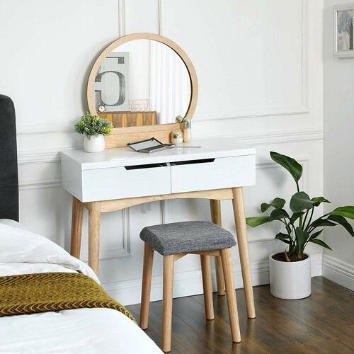 Dressing table with mirror and tufted stool Dressing table with drawer Dresser Dressing table Daraz.pk