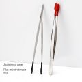 2Pcs Lab Industrial Rubber Tipped Tweezers Steel Non Marring Flat Tip Tip Steel Forceps Black and Red Tip Craft Tweezers Tools Nice Control. 