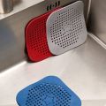 Fashion Portable Drain Hair Catcher Filter Sink Wear-resistant Multifunction Silicone Strainer Anti-odor Deodorization Quadrate Silicone Mat Floor Drain Bathtub. 