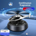 Solar-Powered Rotating Helicopter Car Air Freshener - Aluminum & Glass Enclosure, Decorative Dashboard Decor with Paper Scent Refills for Cars. 