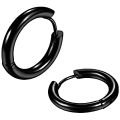 1 Pair (2 Pcs) Hoop Stud Earrings Set - Unisex Stainless Steel Earrings for Boys Ear Tops for Boys  - Black Earrings for Girls - Ear Rings for Boys Earings - Bts Jewellery. 