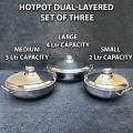 Stainless Steel Hotpot Set of Three Dual-Layered vacume style new design jahez special. 