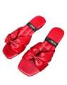 Women Flat-bottomed Bow Knot Color Matching Slippers, Fashion Open Toe Comfy Beach Roman Flat Sandals, Ladies Female Slope Pool Beach Travel Lazy Slip On Single Shoes, Women's Slim Tropical Flip Flops. 