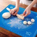 Silicone Dough Kneading Rolling Baking Mat for Kitchen Non Stick Non Slip Washable Silicon Sheet Graduated in cm and Inches for easy Measurements of Pastry Roti Pizza Cakes wear and tear resistant Pad. 