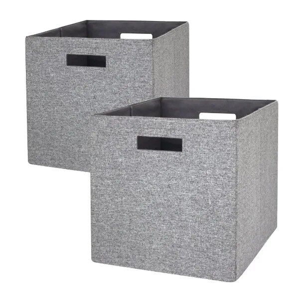Better Homes Gardens Fabric Cube Storage Bins (12.75 x 12.75), 2 Pack, Gray
