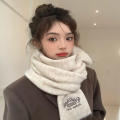 Korean Winter Warm Scarf For Women Fashion Letter Knitted Wool Yarn Neckerchief Muffler Female Shawl Neck Wraps Bufandas Solid. 
