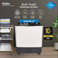 Haier HWM-80-AS Semi Auto Twin Tub Washing Machine - 8 Kg - White & Green HWM 80-AS. 