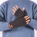 Winter Fingerless Gloves for Men Half Finger Elastic Mittens Knitting Wool Warm Leather Label Thick Elastic Driving Gloves. 