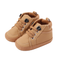 Baby Boy Shoes Solid Color PU Leather  With Shoelace Soft Cotton Non-slip Soled Infant Toddler Shoes Sneakers for Boys Girls 0-3 Years. 