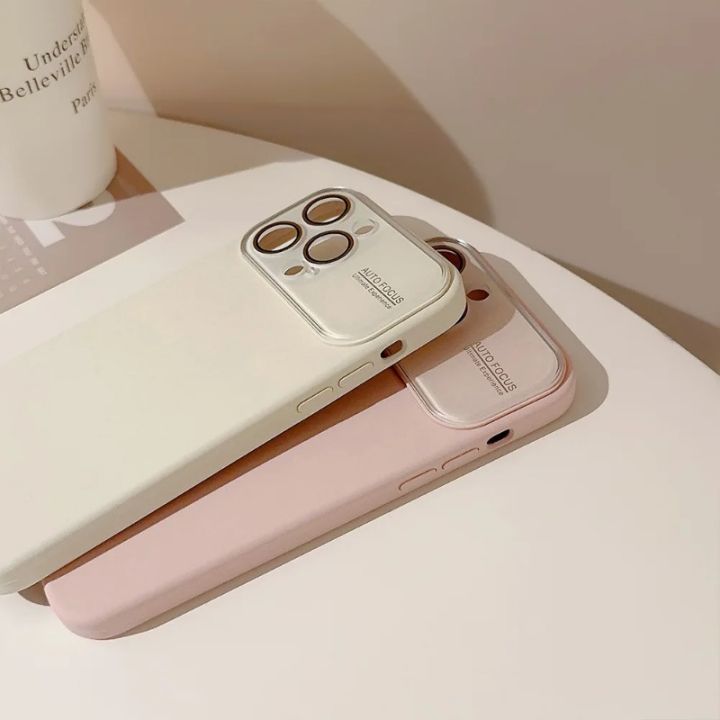 100%new celebrity trend+In stock+COD Luxury Liquid Silicone Phone Case For iPhone 11 12 13 14 15 Pro Max Shockproof Bumper Back Candy Lens Protection Cases Cover