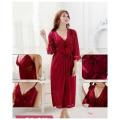 Nighty Red Silk 3Pc set For Women. 