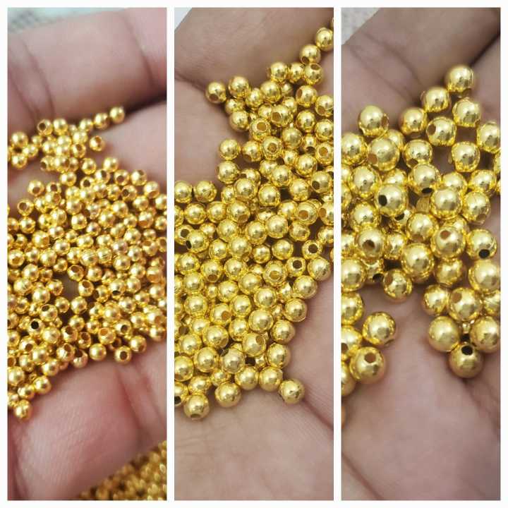 20 gm Glass Pearl Round Spacer Gold Plated Round Beads 3mm/4mm/6mm