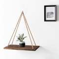 Wall Swing Storage Shelves Wood Hanging Shelf Jute Rope Organizer Rack. 
