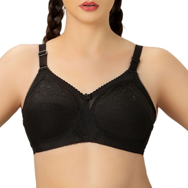 Bebelle, DORIA Cotton, Bra for women and girls, Semi Formal Control Bra, Black, B Cup/C Cup/D Cup/DD Cup