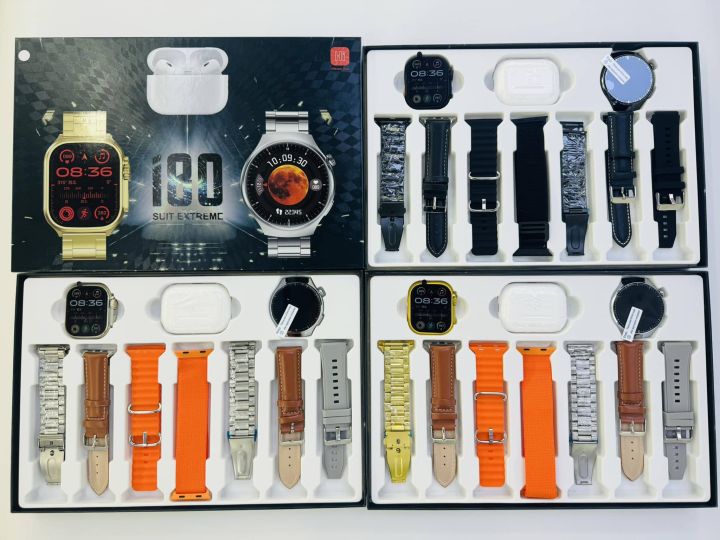 New I80 Suit Extreme Double Round and Square 2 Smartwatch with Airpods - Latest Arrival 2024 -