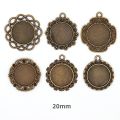 RHS Online 6PCS Alloy Vintage Round Pendant Blank Setting Tray Glass Cabochons DIY Junk Journal Craft Resin Art Jewelry Making Accessories. 