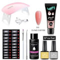 Poly Nail Gel Set 6W Led Lamp Full Manicure Set Quick Extension Nail Kit Gel Builder Polygels Set For Nails Nail Tool Kit 8Pcs/Set Nail Art UV Quick Extension Nail Kit Glitter Poly UV Builder Gel Nail Tip Color Nail Tip French Nail Tip Form DIY Manicure. 