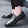 Men's Casual Leather Flats Breathable Loafers Slip-ons Moccasins Shoes borjan ndure Black. 