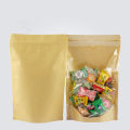 50pcs High Clear Front Kraft Paper Zip Lock Storage Bag 14x20 cm Snack Nuts Powder Coffee Beans Spice Gift Resealable Packaging Pouches. 
