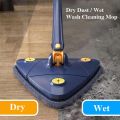 Triangle Shaped 360° Rotatable Adjustable Cleaning Mop, 51Inches Long Handle Microfiber Dust Mop for Wall, Ceiling,Window and Baseboard Cleaner (Blue). 