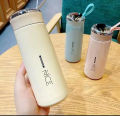 Premium NICE 400ml Glass Water Bottle – Insulated for Ultimate Freshness silicone Carry Loop for Coffee, Tea and Water,Water Bottle Flask with Time Marker. 