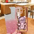 For OPPO F21 Pro 5G / F21 Pro 4G Back Cover with 3D Bear Hidden Stand Bracket Luxury 6D Gradient Shiny Plating Glitter Women Phone Case Clear Soft Silicone Protective Cases Pouch Girls. 
