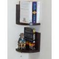 2 PIECE ANGLE WALL HANGING SHELF (6 X 6 X 9 INCHES) DARK BROWN. 