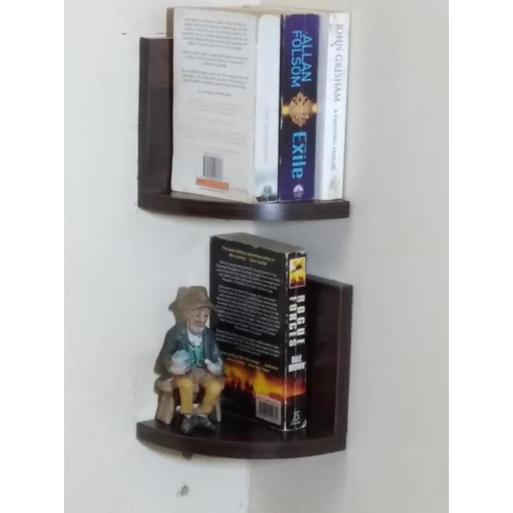 2 PIECE ANGLE WALL HANGING SHELF (6 X 6 X 9 INCHES) DARK BROWN