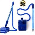 Stick On Front Counter Reception Desk Office Blue Gel Pen - 2 Meter Flexible Coil Cord Base. 
