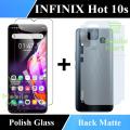 Infinix Hot 10s Polish Glass Screen Protector + Back Matte Protector Fiber Carbon Soft Skin Sheet For Infinix Hot 10s. 
