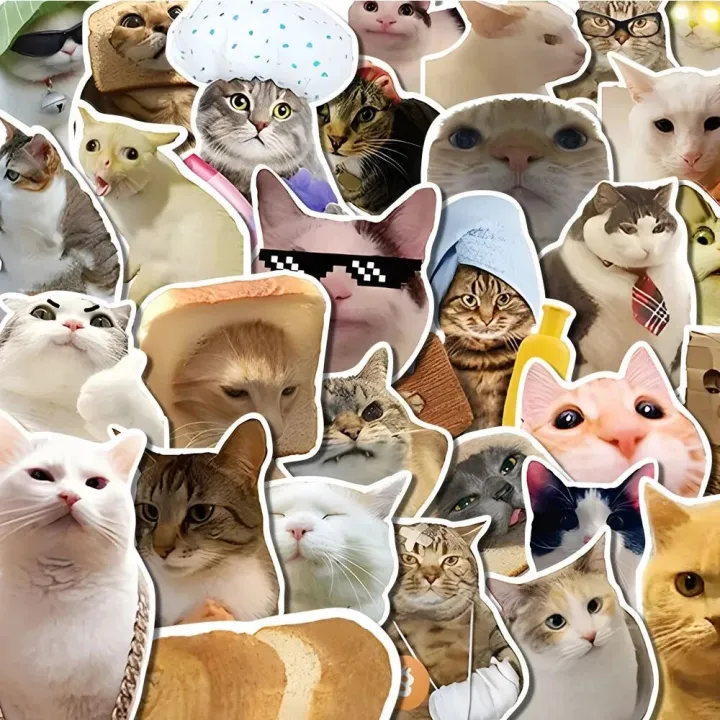 10/30/50PCS Funny Animal Cat Meme Cartoon Stickers for Kids Toys ...
