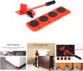 5 in 1 Heavy Furniture Moving Tool Kit Heavy Object Mover Portable Furniture Transport Lifter & Furniture Slider Moving House Cabinet Sofa Bed Desk 4 Wheeled Mover Roller 1 Wheel Bar Hand Tools Set - Red. 