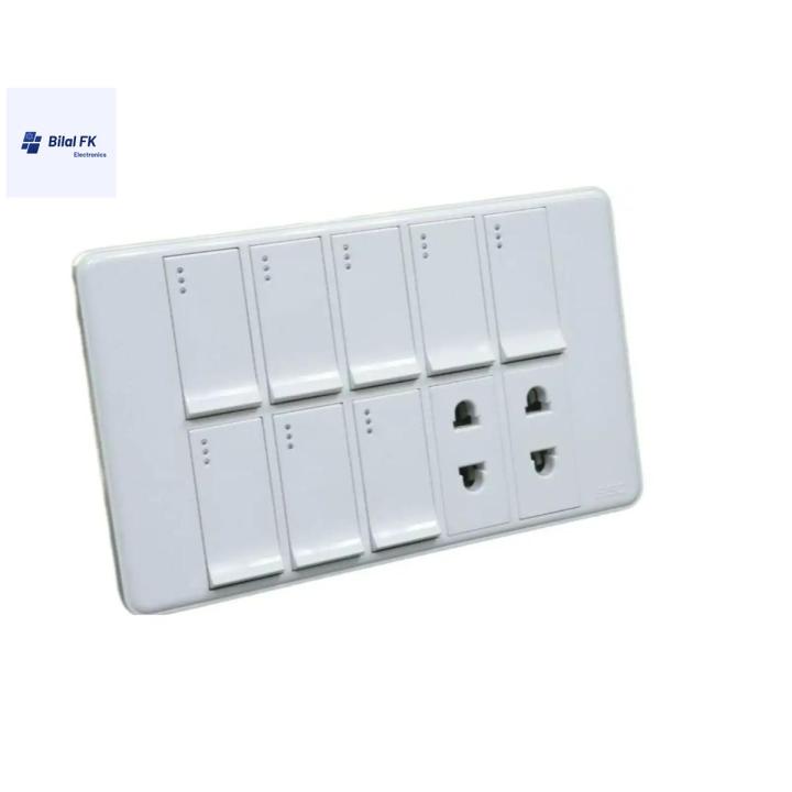 8-Gang ECM Metal Switch Board with 2 Sockets