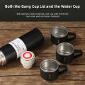 Gift Set 500ml Travel Water Bottles with 3 Mugs | Hot & Cold Thermos Flask Vacuum Insulation upto 8 hours | Stainless Steel Cups. 