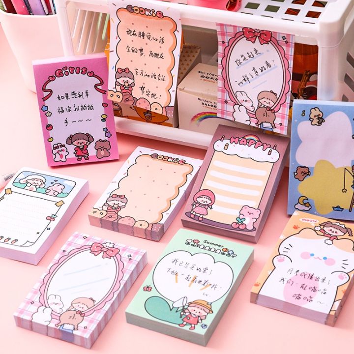 1 Book of 80 Pink Girls  Cute Sticky Notes Creative Office Stationery Message Notes