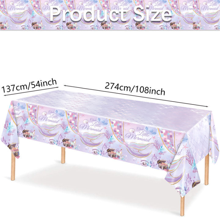 Mermaid Disposable Tableware Set Little Mermaid Paper Plates Cup Napkin Tablecloth Girl Mermaid Birthday Party Decoration