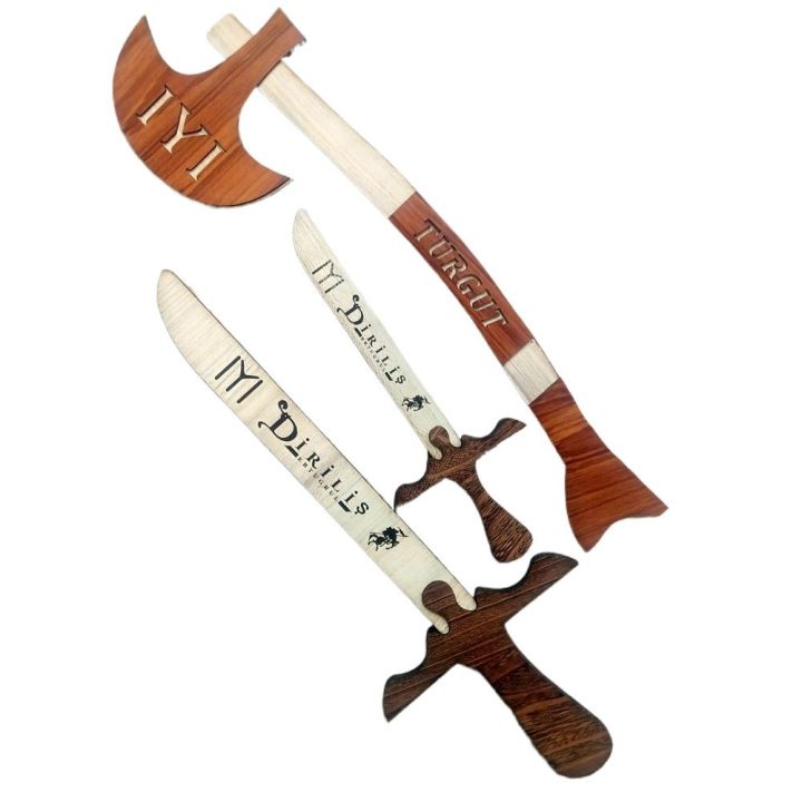 PACK OF 3 IYI Ertugrul Sword-Toy and Turgut Kulhara,  Ertugrul Ghazi Sword-Toy, Collection Toys, Action Toys - Ertugrul Sword For Kids - Ertugrul Talwar, Ertugrul Knife, Ertugrul Fighting Knife- Large Size Ertugul Knife & Kulhara IYI