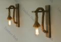 Pair of Rustic Rope Solid Grains Wood Wall Lamp. 