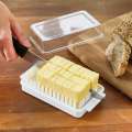 Techmanistan Buter Cutting Storage Box With Lid Buter Dish with Slicer for Easy Cutting, Cheese Buter Organizer Dispenser. 