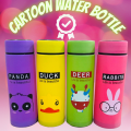 Simple Cartoon Design Glass Water Bottle For Kids, Leak Proof Reusable BPA Free Water Bottles 450ml, Flask for Beverages, Sports, Gym and Water (Multicolor, 1  Piece). 
