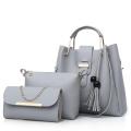 3 pcs  Pu Leather Gray Colour Bags For Womens-Shoulder Bags/Hands Bags-. 