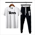 Track Suit For Men And Boys Black Round Neck Half Sleeve T Shirt And Trouser Micro Polyester Casual Set. 