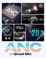 Audionic® Trance Airbud 810 with Quad Mic ANC Earbuds, Touch LCD Display Earbuds Gaming Mode, IPX4 Water Proof TWS Wireless Earbuds, Touch Display Earbud With 20 Hour Playtime Bluetooth Ear buds And Headphones. 