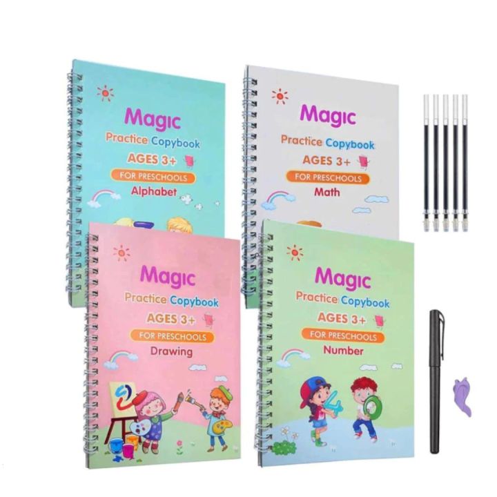 Magic Practice Copybook(4 BOOKS+10 INK REFILL) Book For Montessori ...