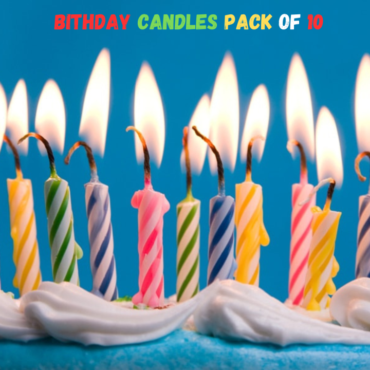 Small Multicolored Birthday Cake Candles- Pack of 10-Happy Birthday Candles