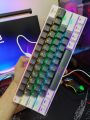 Rainbow RGB MEGAKEY  Mechanical Gaming Keyboard  60% Mechanical Gaming Keyboard with Blue Switches Colorful Backlight Black and White Combination Keys. 