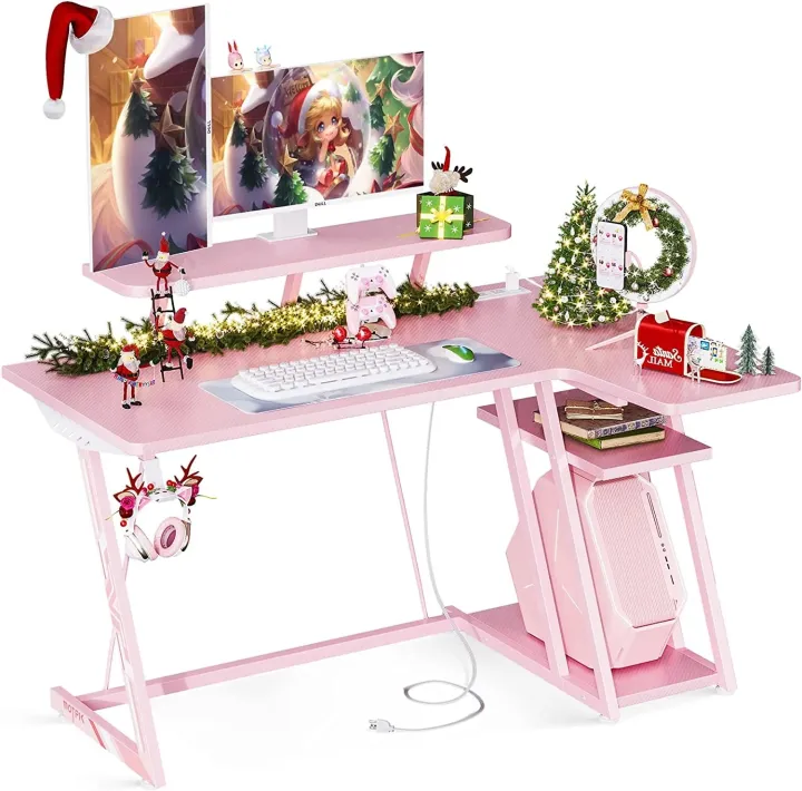 48%20Inch%20L-Shaped%20Gaming%20Desk,%20Smooth%20Surface&%20Power%20Outlets%20Black%20-%20Pink%20-%20White%20%20%20(Customised)%20-%20Image%203